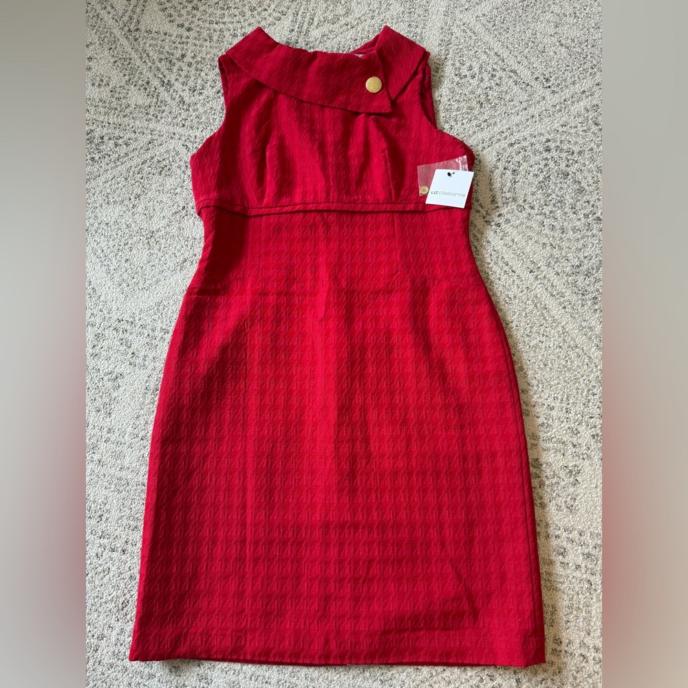 NWT Liz Claiborne Cabaret Red Houndstooth Dress - Picture 4 of 11